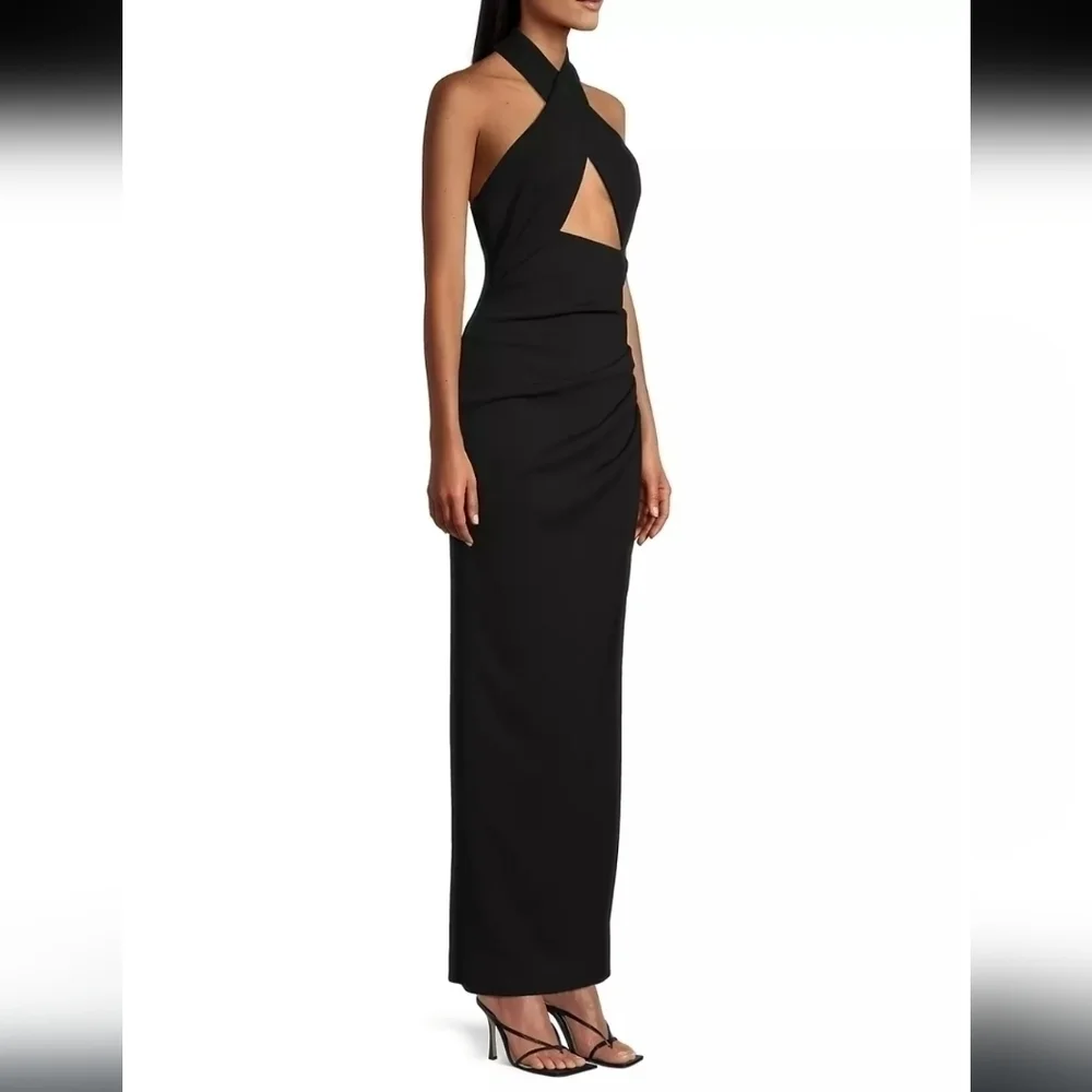 Revolve MISHA Atta Cutout Crepe Gown in black size 2 - Picture 3 of 11